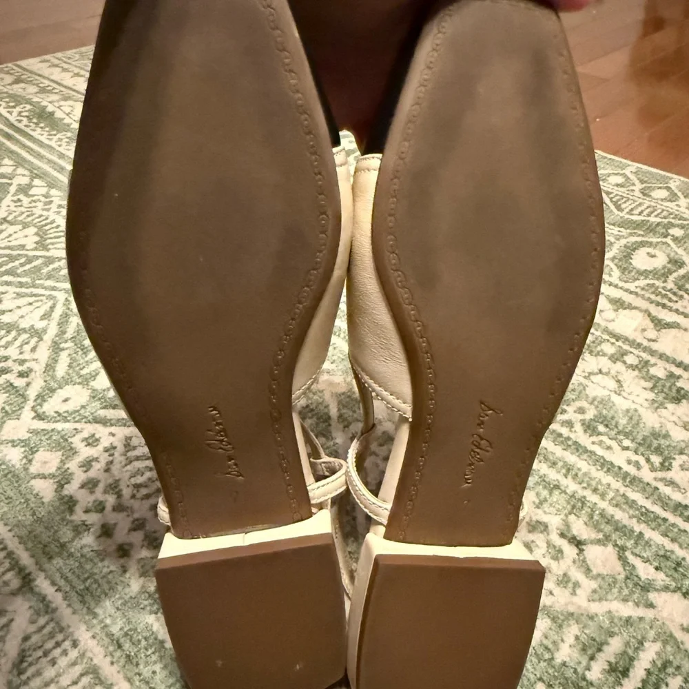 Women's Sam Edelman Kara 2 Two-Tone Beige and Black Slingback Flats - Picture 8 of 9